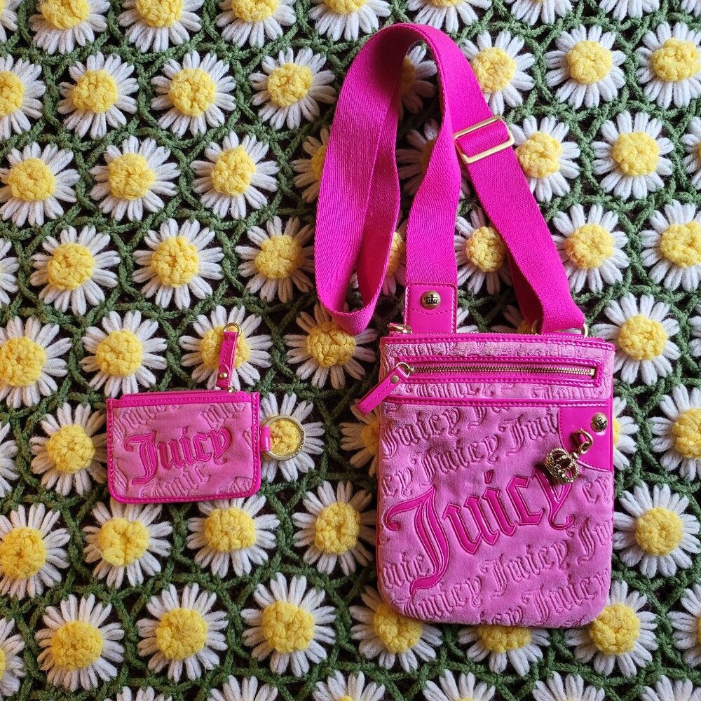 Juicy Couture Pink Crossbody Bag + Keychain Wallet
